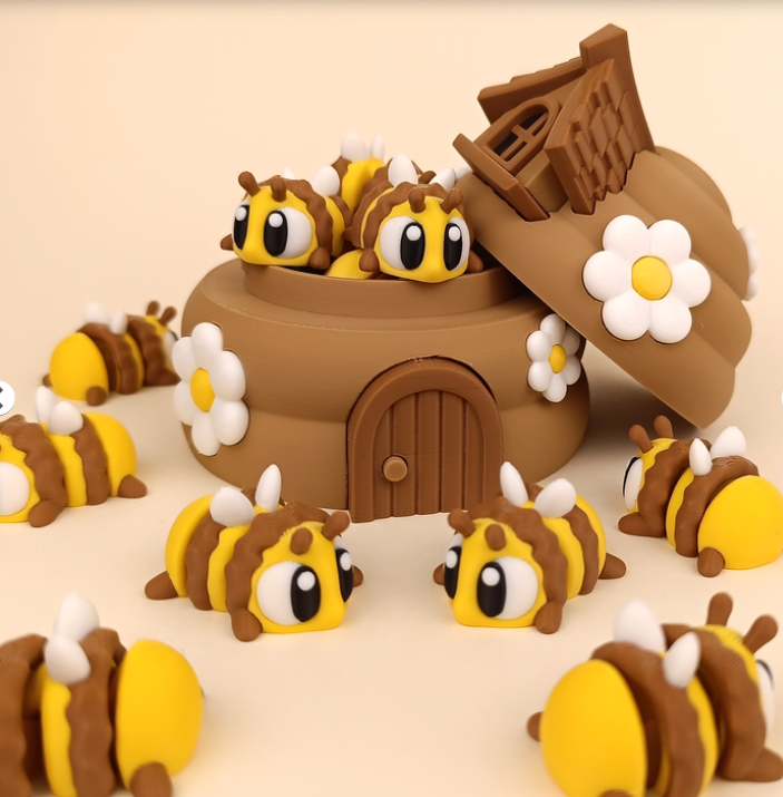 Honigbienen mit Zubehör von GOB3D / bunter FDM Druck