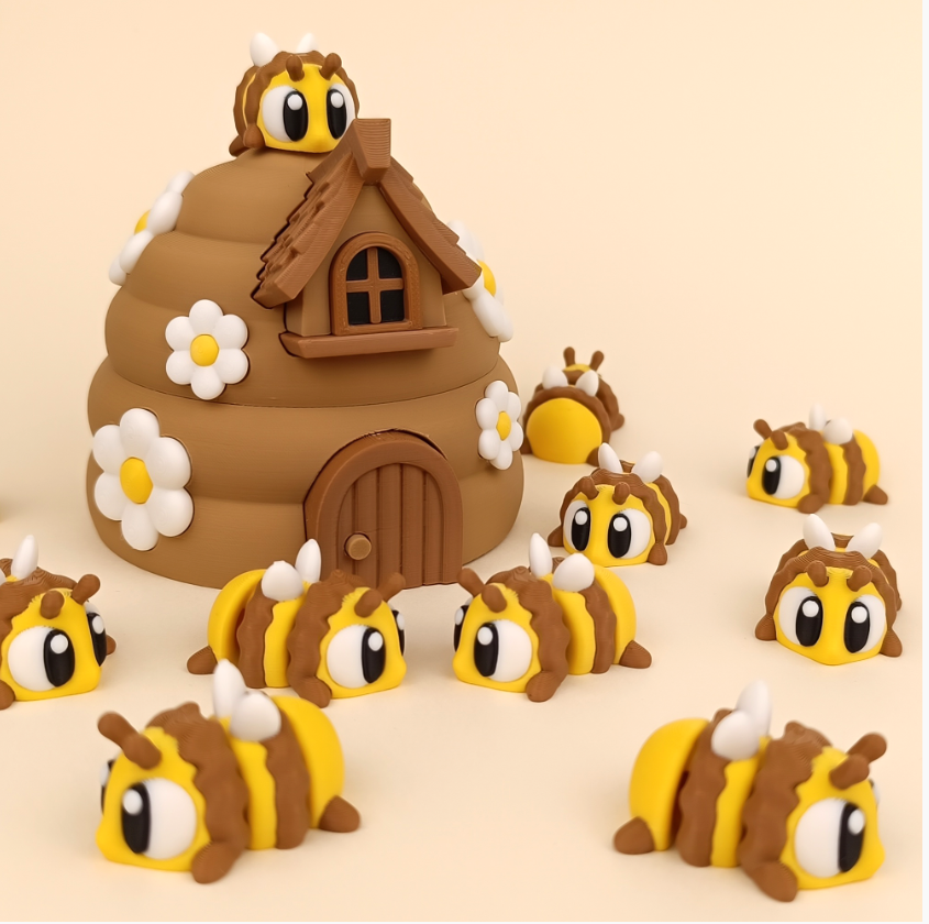 Honigbienen mit Zubehör von GOB3D / bunter FDM Druck