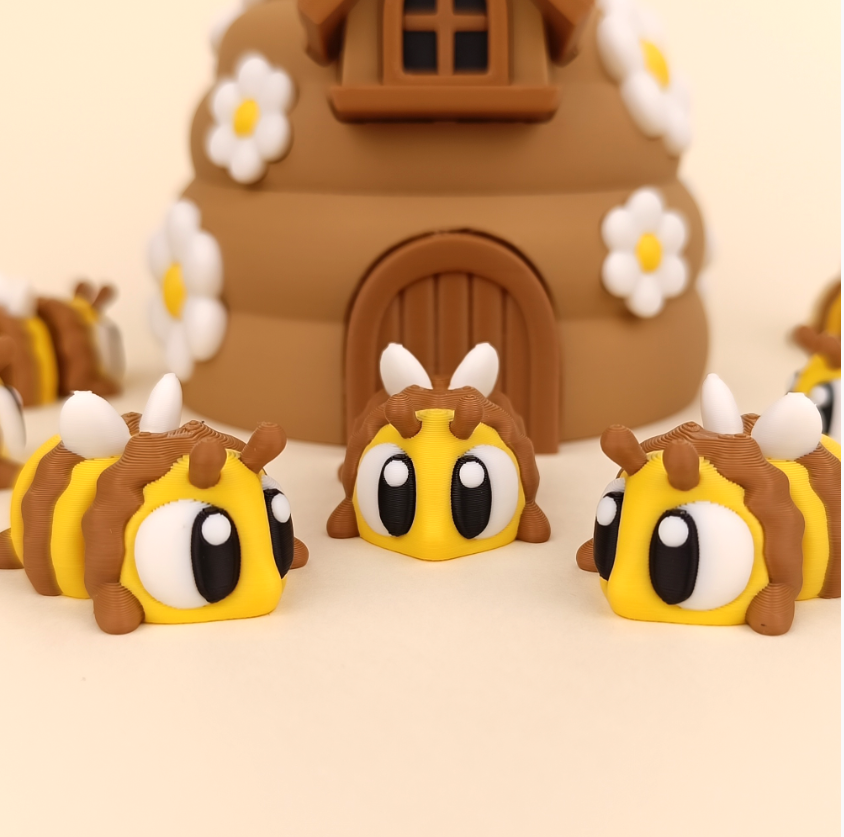 Honigbienen mit Zubehör von GOB3D / bunter FDM Druck