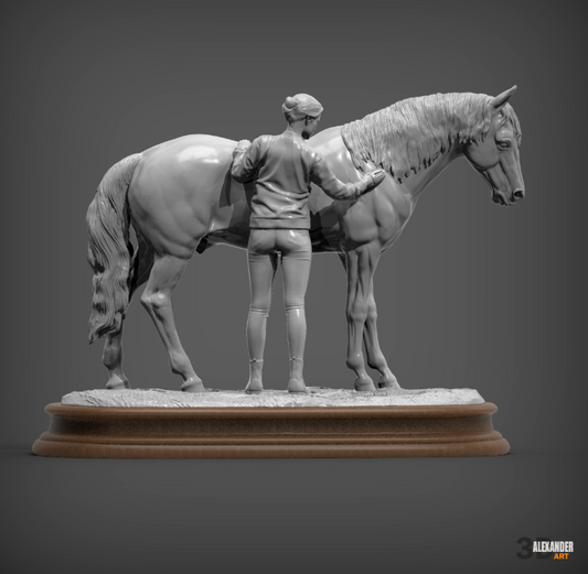 Halterin ( lucy ) Putzt ihr Pferd (Copper)