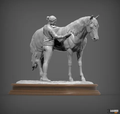 Halterin ( lucy ) Putzt ihr Pferd (Copper)