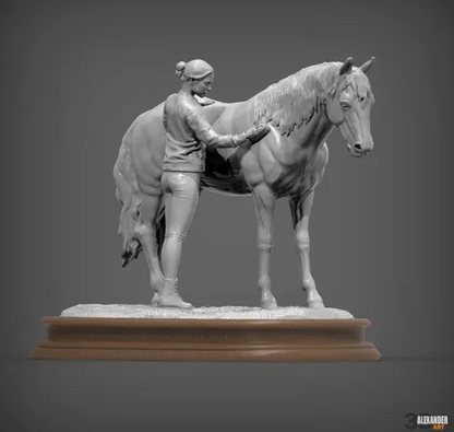 Halterin ( lucy ) Putzt ihr Pferd (Copper)