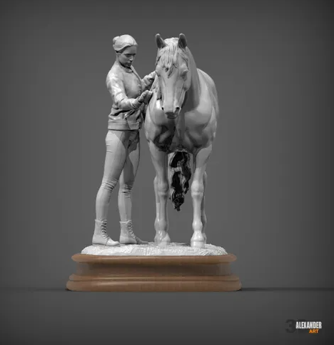 Halterin ( lucy ) Putzt ihr Pferd (Copper)