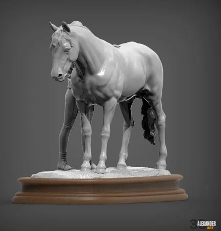 Halterin ( lucy ) Putzt ihr Pferd (Copper)