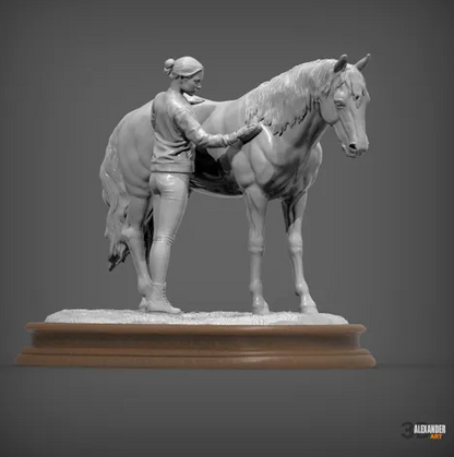 Halterin ( lucy ) Putzt ihr Pferd (Copper)