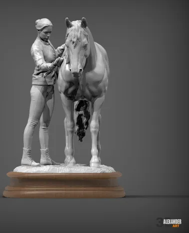 Halterin ( lucy ) Putzt ihr Pferd (Copper)