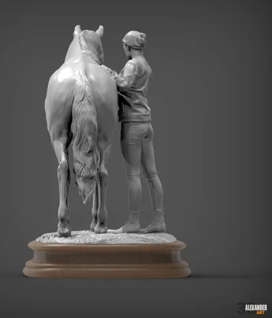 Halterin ( lucy ) Putzt ihr Pferd (Copper)