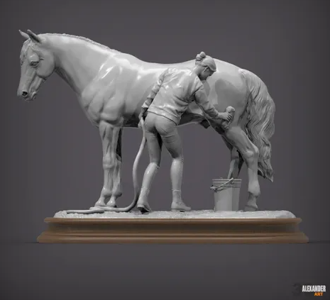 Halterin ( lucy ) Putzt ihr Pferd (Copper) V.2