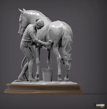 Halterin ( lucy ) Putzt ihr Pferd (Copper) V.2