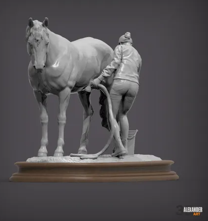 Halterin ( lucy ) Putzt ihr Pferd (Copper) V.2