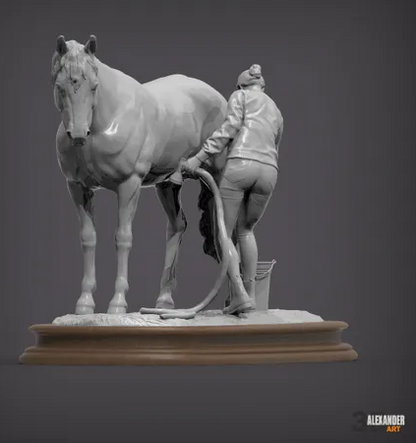 Halterin ( lucy ) Putzt ihr Pferd (Copper) V.2