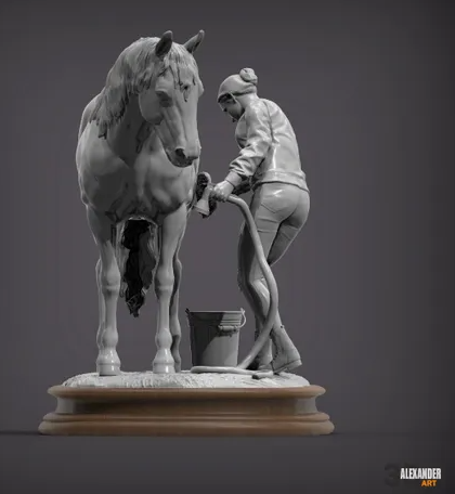 Halterin ( lucy ) Putzt ihr Pferd (Copper) V.2