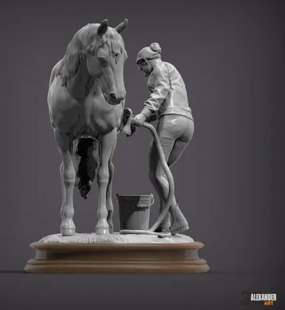 Halterin ( lucy ) Putzt ihr Pferd (Copper) V.2