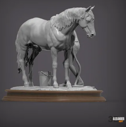 Halterin ( lucy ) Putzt ihr Pferd (Copper) V.2