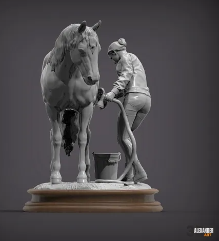 Halterin ( lucy ) Putzt ihr Pferd (Copper) V.2