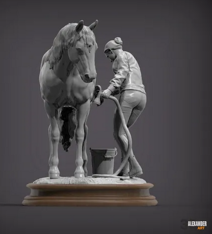 Halterin ( lucy ) Putzt ihr Pferd (Copper) V.2