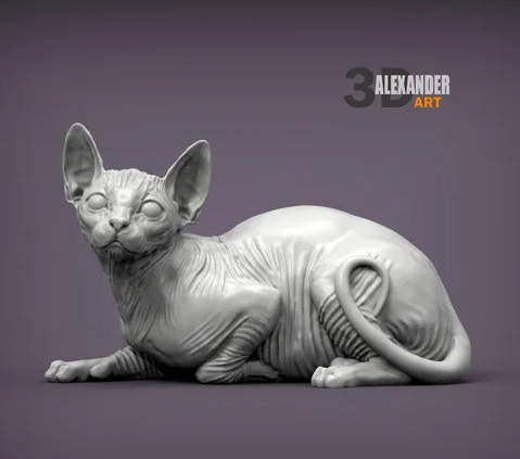 Sphynx Katze liegt von Alexander3dart als 3D Druck