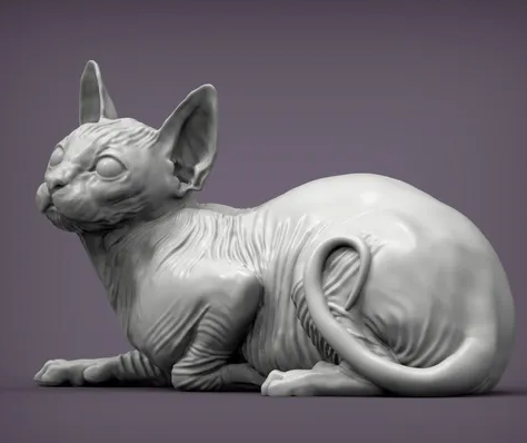 Sphynx Katze liegt von Alexander3dart als 3D Druck