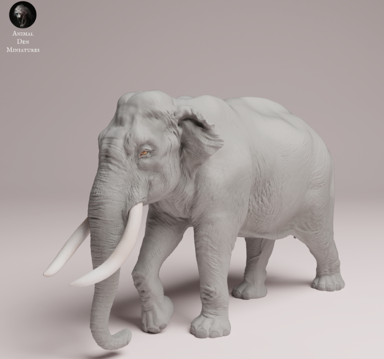 Indian elephant bull trotting from Animal den miniatures as a 3D print