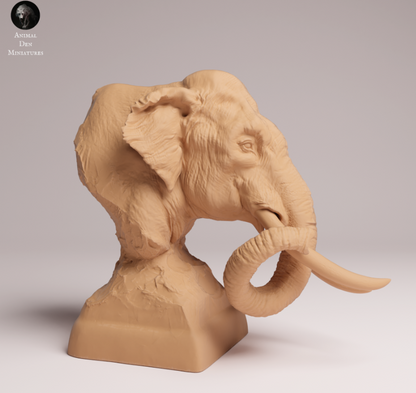 Elephant bust from Animal den miniatures as a 3D print