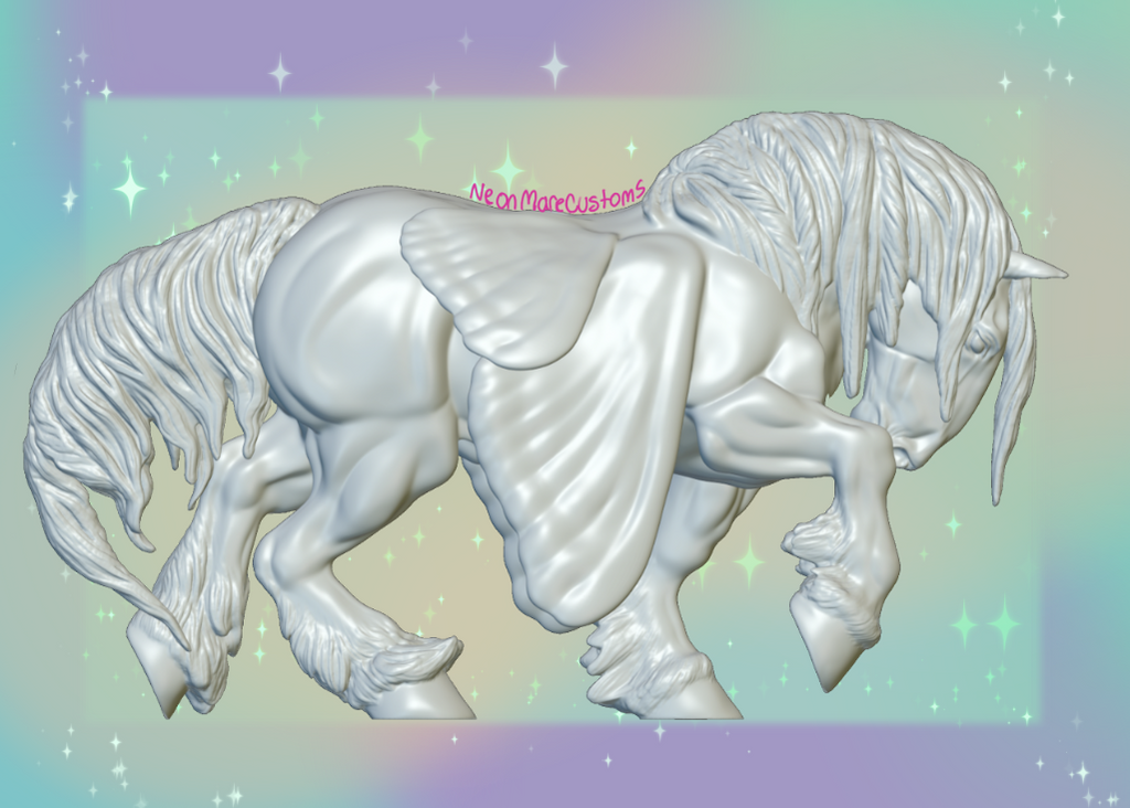 Draft Horse Caspian with Wings by neonmarecustoms as a 3D Print Model Horse