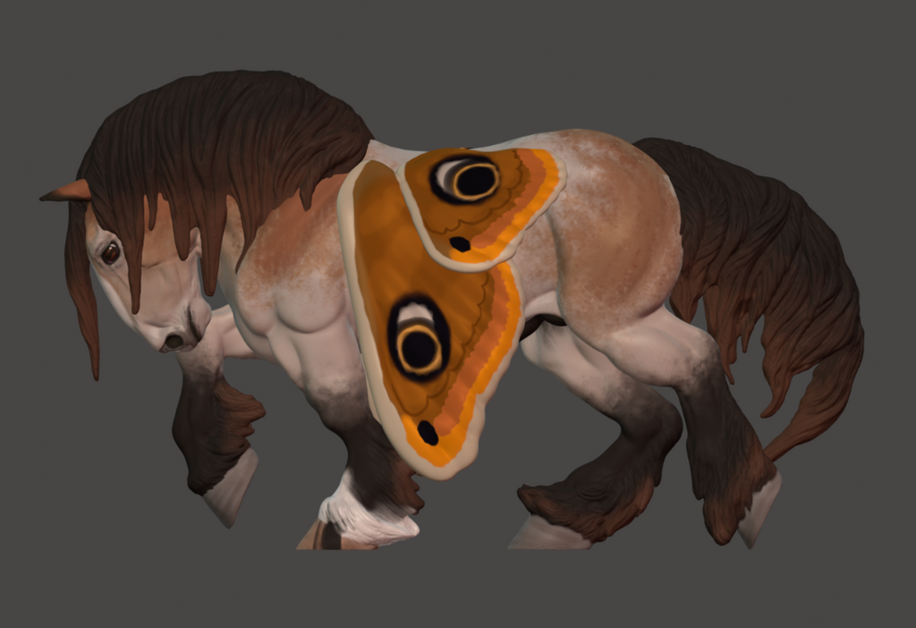 Draft Horse Caspian with Wings by neonmarecustoms as a 3D Print Model Horse