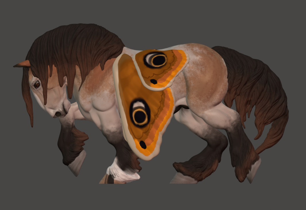 Draft Horse Caspian mit Flügeln von neonmarecustoms als 3D Druck Modellpferd