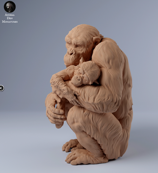 Schimpansen Mutter mit Baby von Animal den miniatures