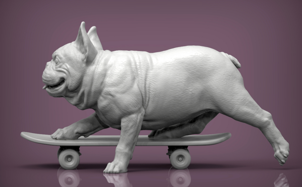 French Bulldog on Skateboard by Alexander3dArt