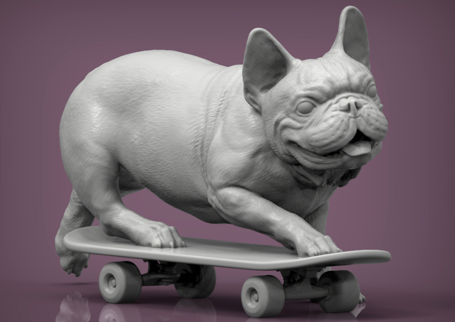 French Bulldog on Skateboard by Alexander3dArt