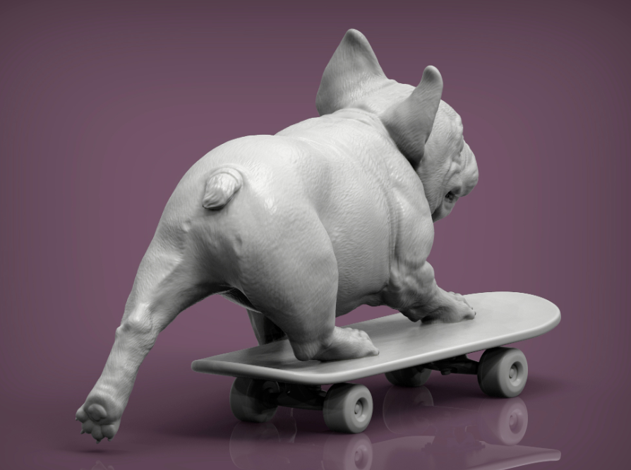 French Bulldog on Skateboard by Alexander3dArt