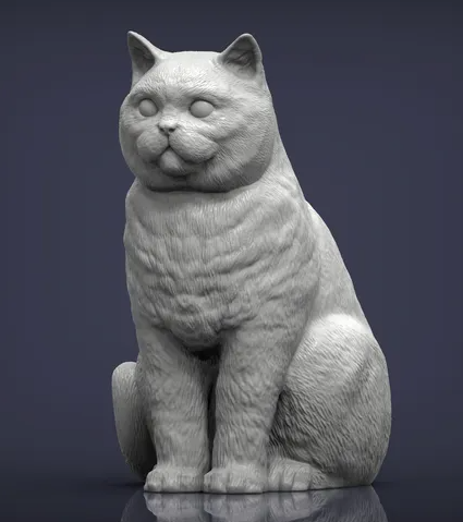 Sitzende Britische Kurzhaarkatze von Alexander3dart / Als Miniatur-Tierfigur