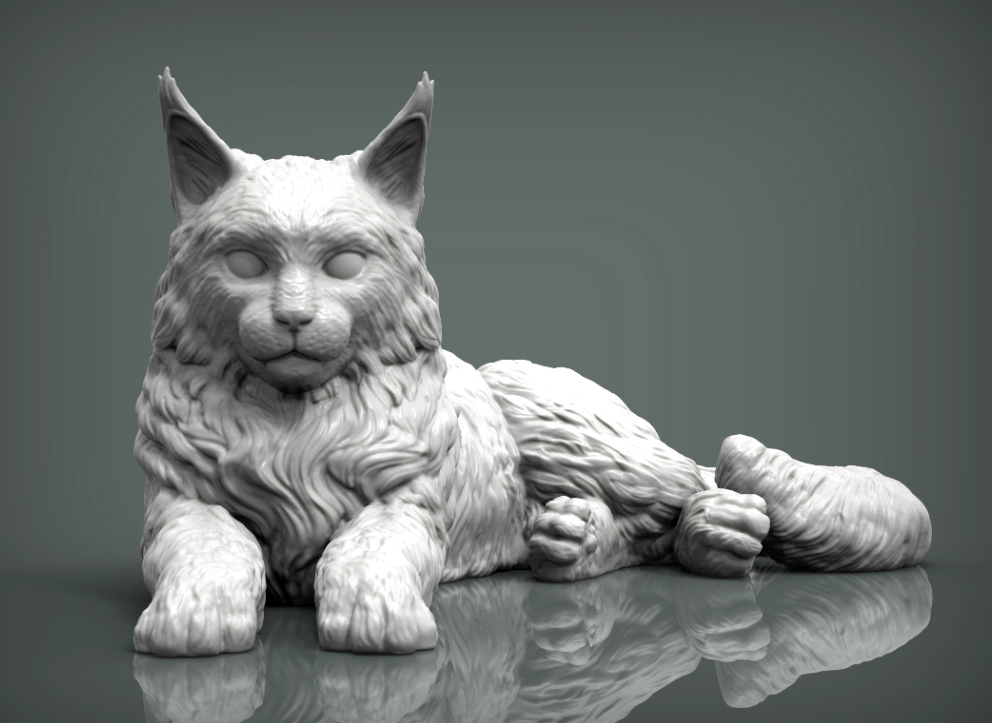Liegende Maine Coon Katze von Alexander3dart / Als Miniatur-Tierfigur