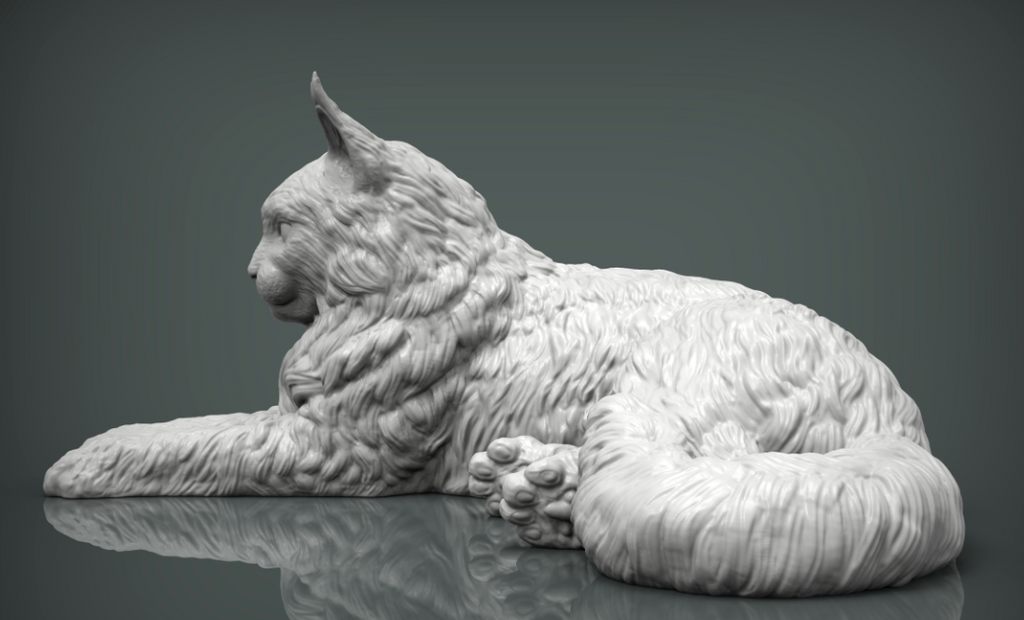 Liegende Maine Coon Katze von Alexander3dart / Als Miniatur-Tierfigur
