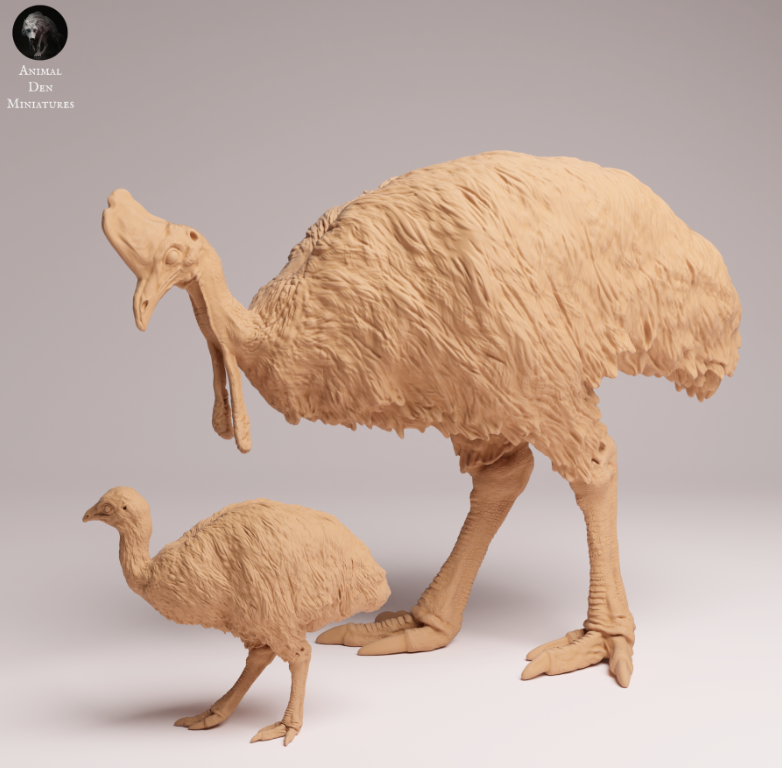 Cassowary with chick by Animal den miniatures / As a miniature animal figure