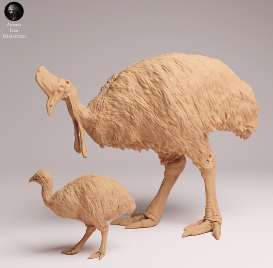 Cassowary with chick by Animal den miniatures / As a miniature animal figure