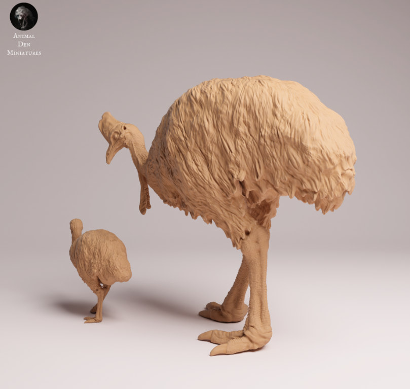 Cassowary with chick by Animal den miniatures / As a miniature animal figure