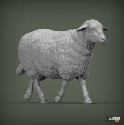 Rennendes Schaf von Alexander3dart / Als unbemalte Miniatur-Tierfigur