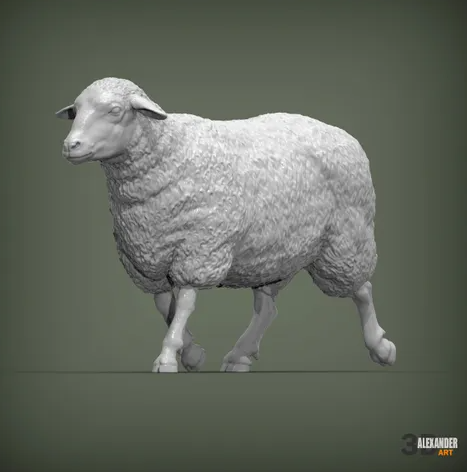 Rennendes Schaf von Alexander3dart / Als unbemalte Miniatur-Tierfigur