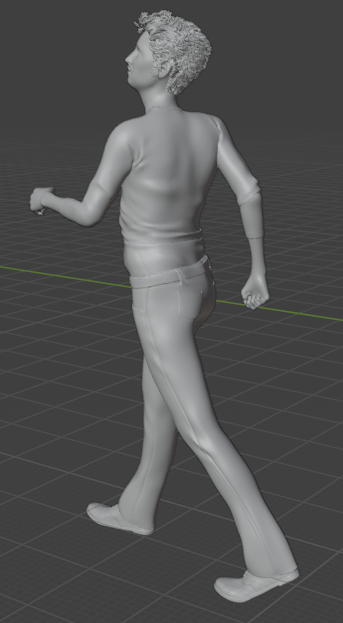 Homme marche, regardant vers le haut (pose n° 7) / figurine en résine imprimée en 3D, non peinte