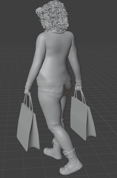 Frau mit Einkauftaschen blickt nach Unten (Pose Nr.9 ) / unbemalte 3D Druck Resin Figur