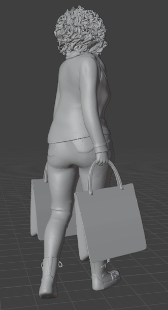 Frau mit Einkauftaschen blickt nach Unten (Pose Nr.9 ) / unbemalte 3D Druck Resin Figur