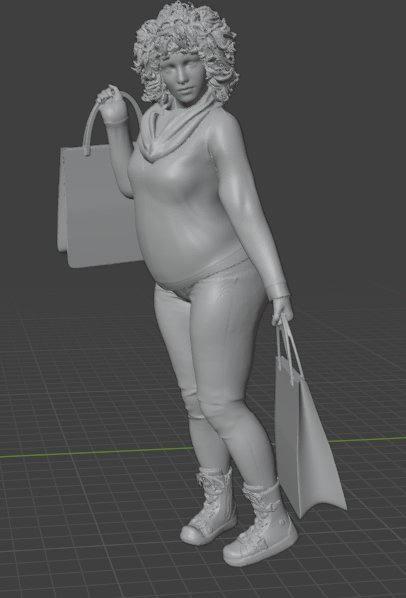 Femme avec cabas levé (Pose n°10) / figurine en résine imprimée en 3D non peinte