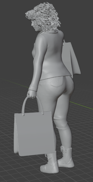 Femme avec cabas levé (Pose n°10) / figurine en résine imprimée en 3D non peinte