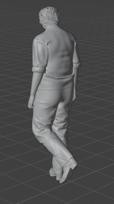 Homme regarde sur le côté (Pose n°13) / figurine miniature en résine imprimée en 3D non peinte