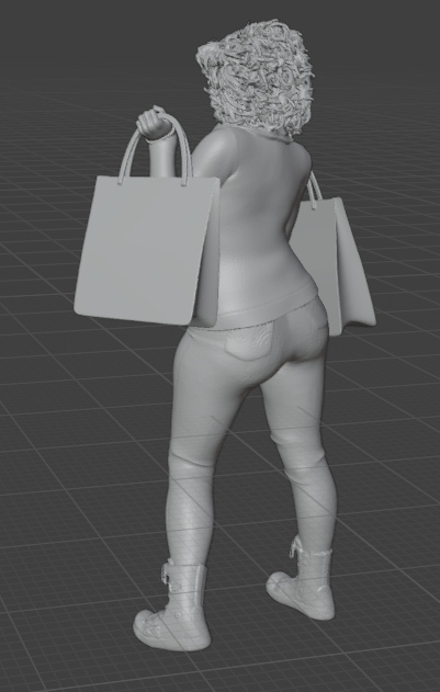 Femme avec cabas (Pose n°14) figurine miniature en résine imprimée en 3D non peinte