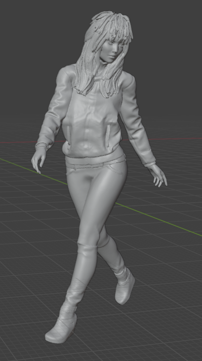 Femme qui court (pose n°15) / figurine miniature imprimée en 3D en résine non peinte