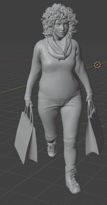 Woman with Shopping Bags V2 (Pose No. 17) / unpainted resin 3D printed miniature figure