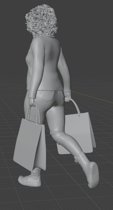 Woman with Shopping Bags V2 (Pose No. 17) / unpainted resin 3D printed miniature figure
