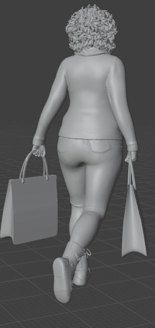 Frau mit Einkaufstüten V2 (Pose Nr.17) / unbemalte Resin 3D Druck Miniaturfigur